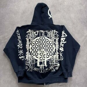 Artra Zip Up Hoodie Mens Black White Graphic Print Streetwear Full Zip Hooded